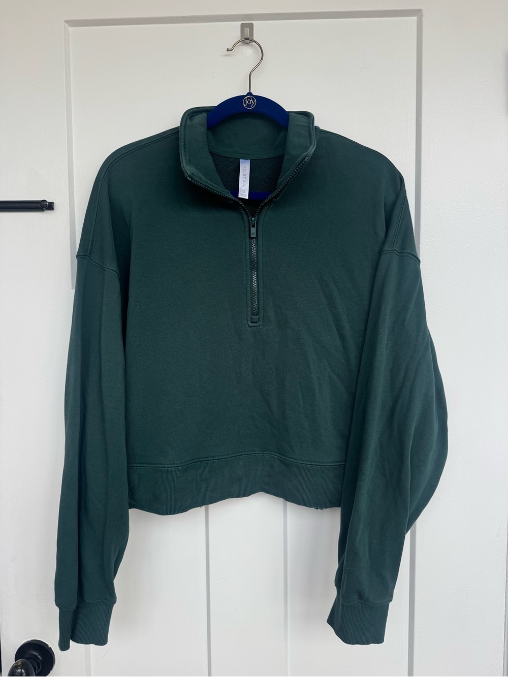 Fabletics Dark Green Cropped Half Zip Size XL